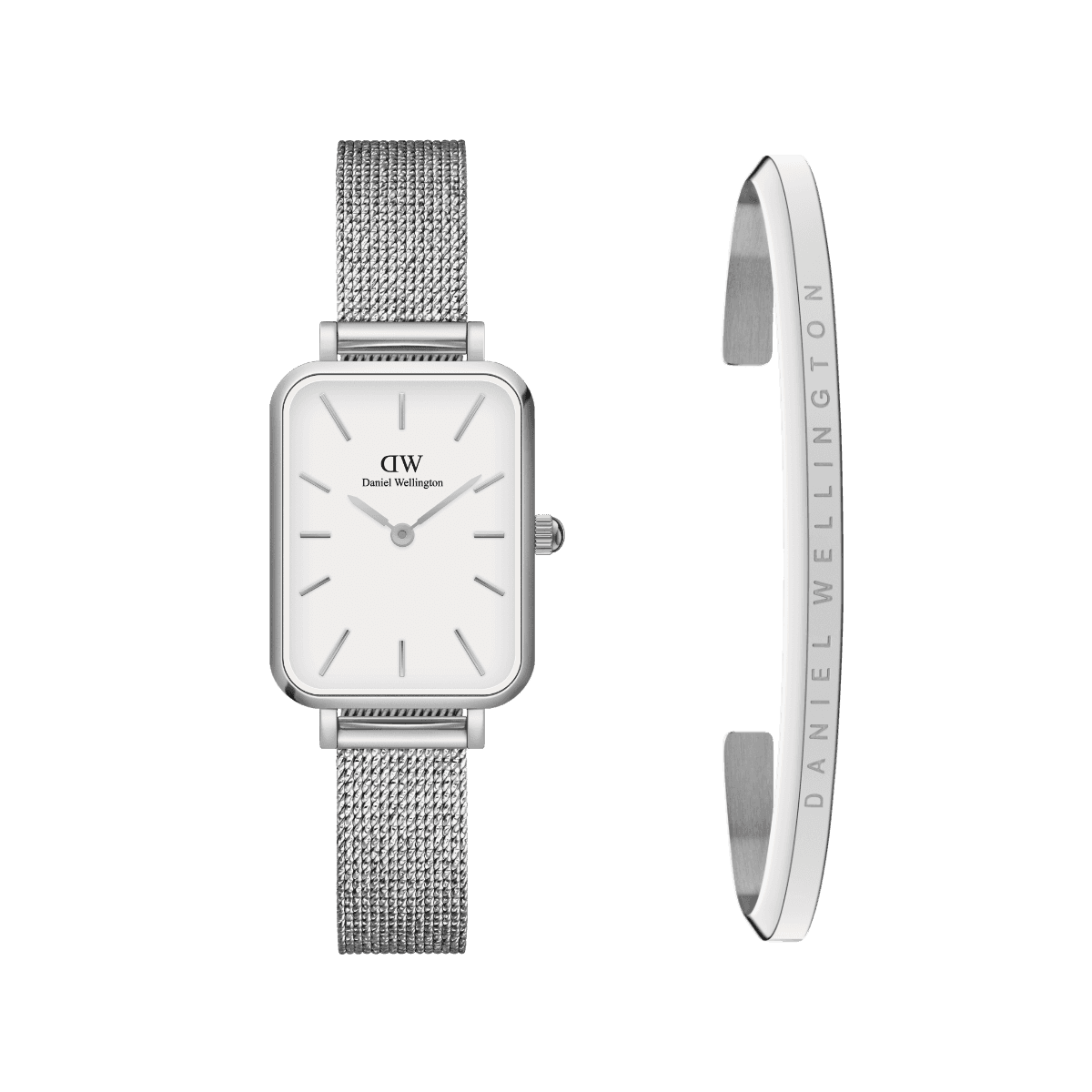 Daniel Wellington DW Quadro Pressed Sterling + Bracelet 20x26mm Sølv