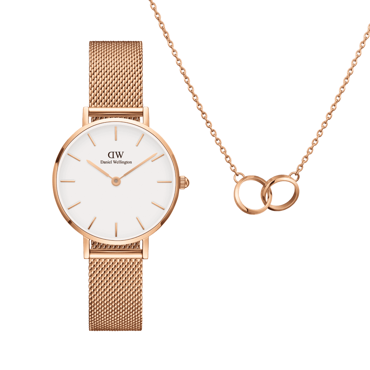Daniel Wellington DW Petite Melrose + Unity Necklace 28mm Roségull