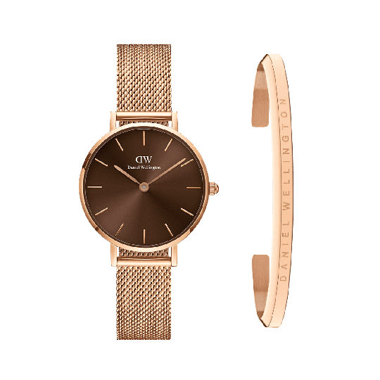 Daniel Wellington DW Petite Amber + Bracelet 28mm Roségull