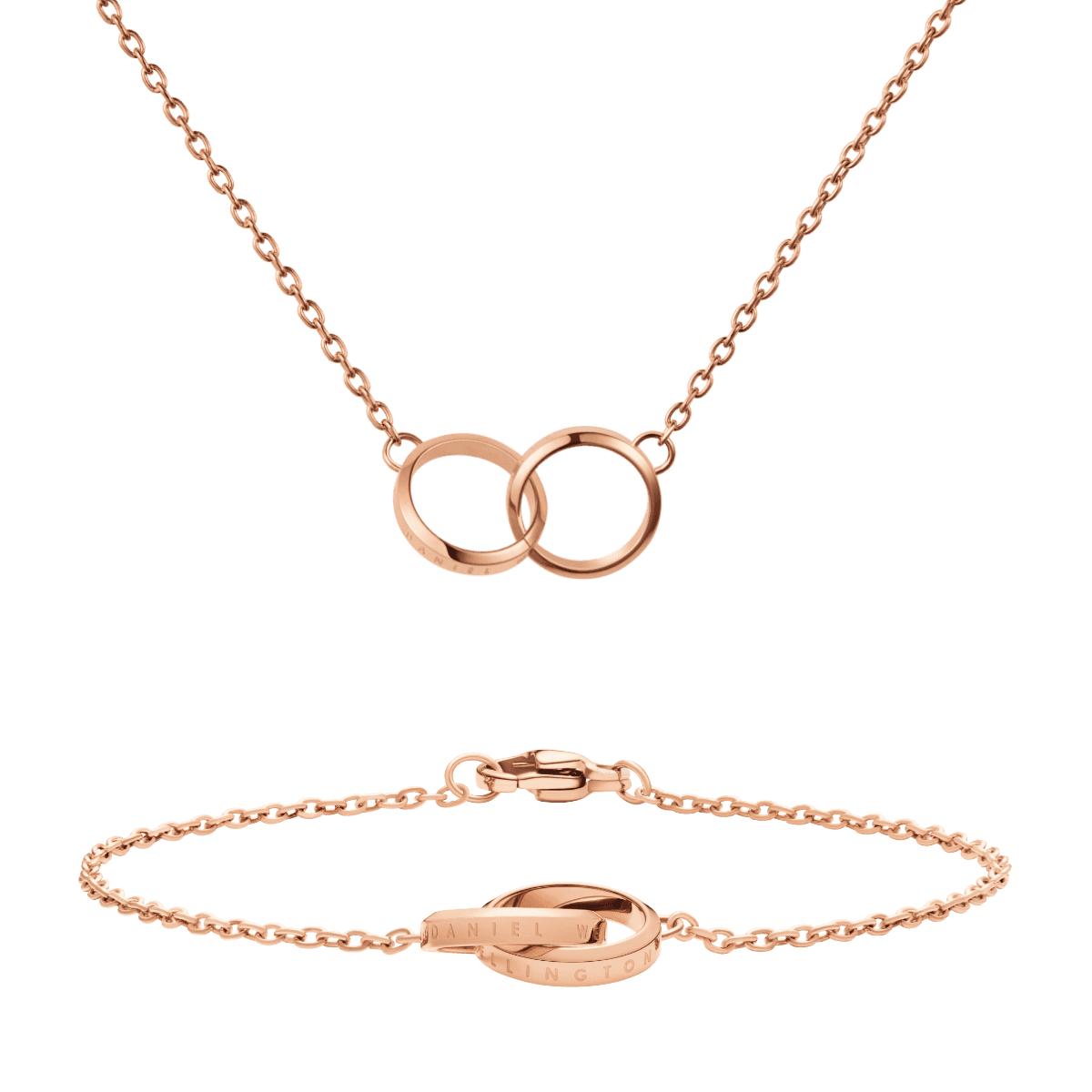 Daniel Wellington DW Elan Unity Necklace + Unity Bracelet 165mm Roségull